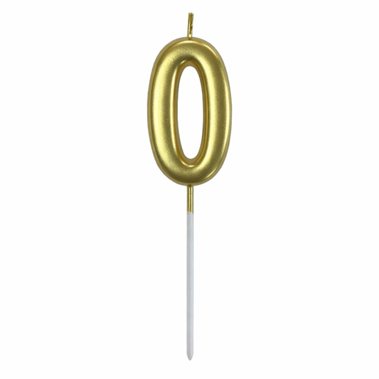 0 Number Gold Candle For Birthday Party - Cake Topper for Kids & Adults