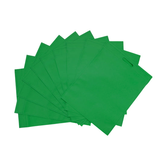 Pack of 100 Dark Green Coloured 40x30cm Non-Woven Patch Handle Bags