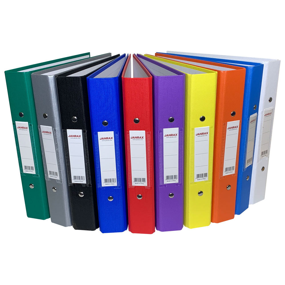 Pack of 10 A5 Green Paper Over Board Ring Binders by Janrax