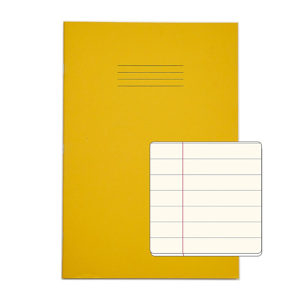 Rhino A4 48 Page Yellow with Cream Tinted Paper 12mm Lined with Margin ...