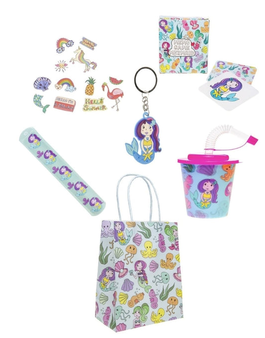 Pre Filled Mermaid Theme Kids Party Favour Bag – Gift Bag with Reusable Cup & Themed Toys