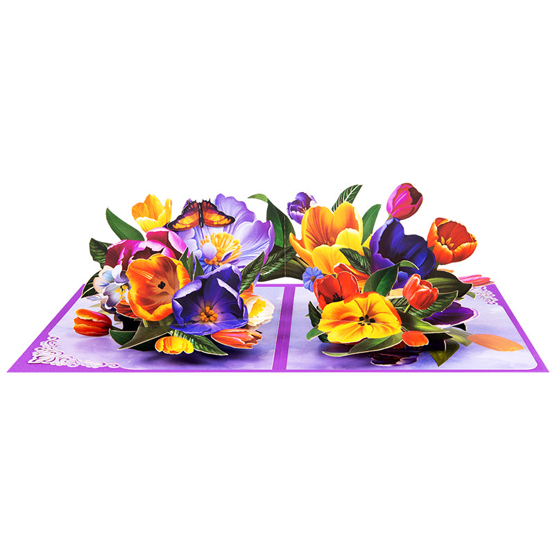 Joyful Blossoms Spring Bouquet 3D Pop Up Greeting Card