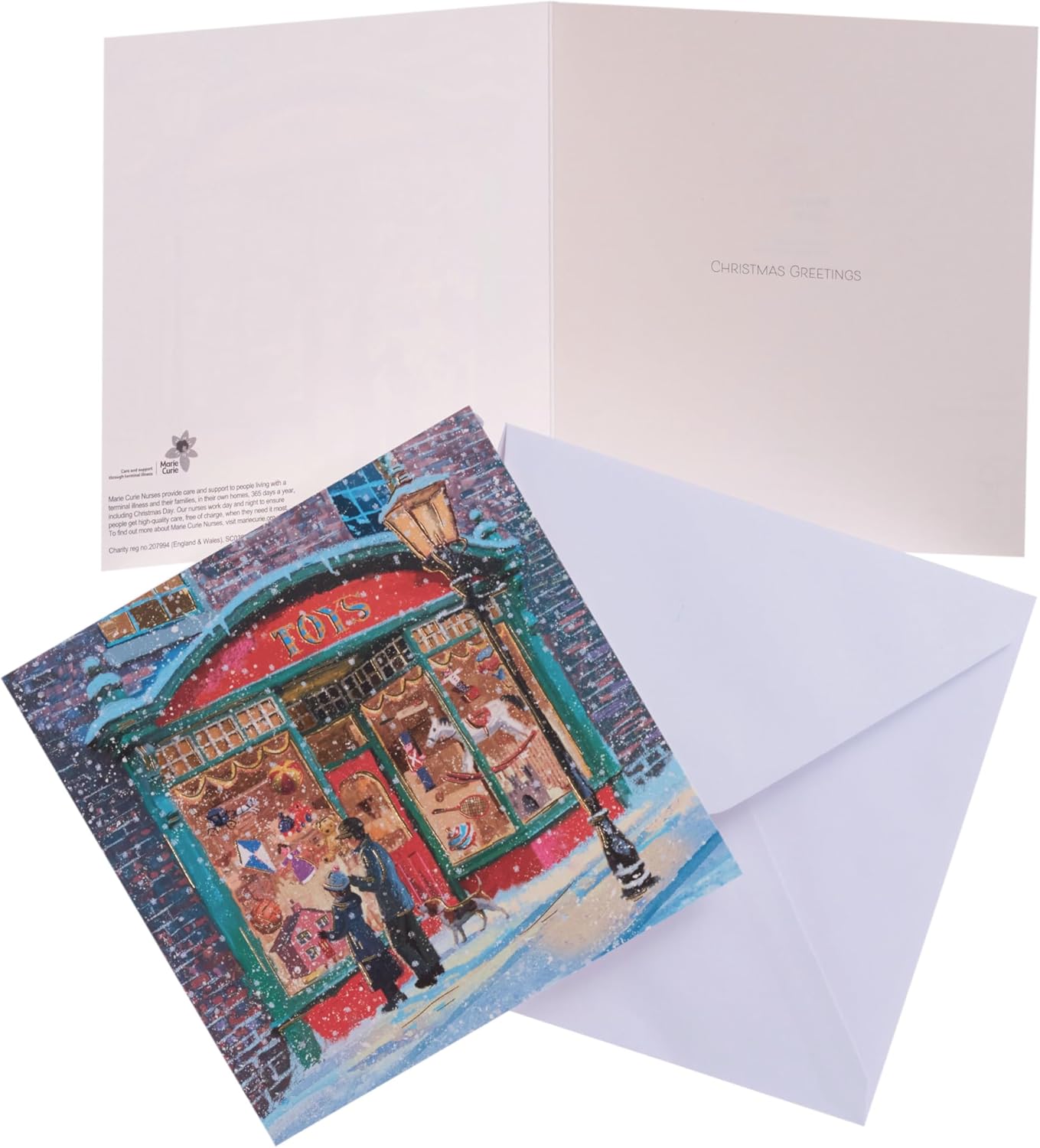 Pack of 8 Festive Toy Shop Marie Curie Charity Christmas Cards