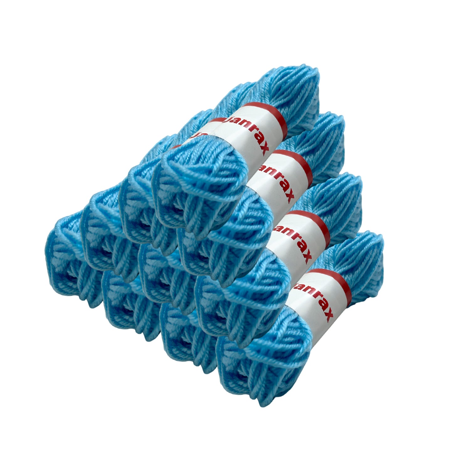 Pack of 10 Light Blue Acrylic Yarn Rolls – 10g each, 4 Strand 8 Ply Knitting Wool