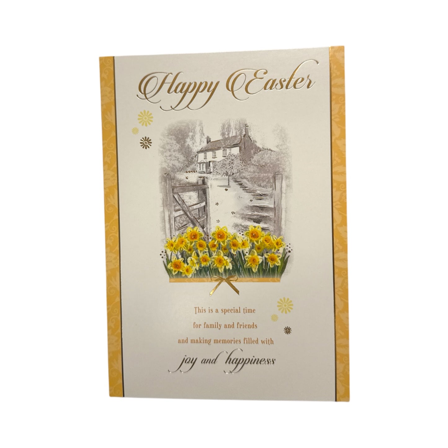 Joy And Happiness Yellow Flowers Design Easter Card