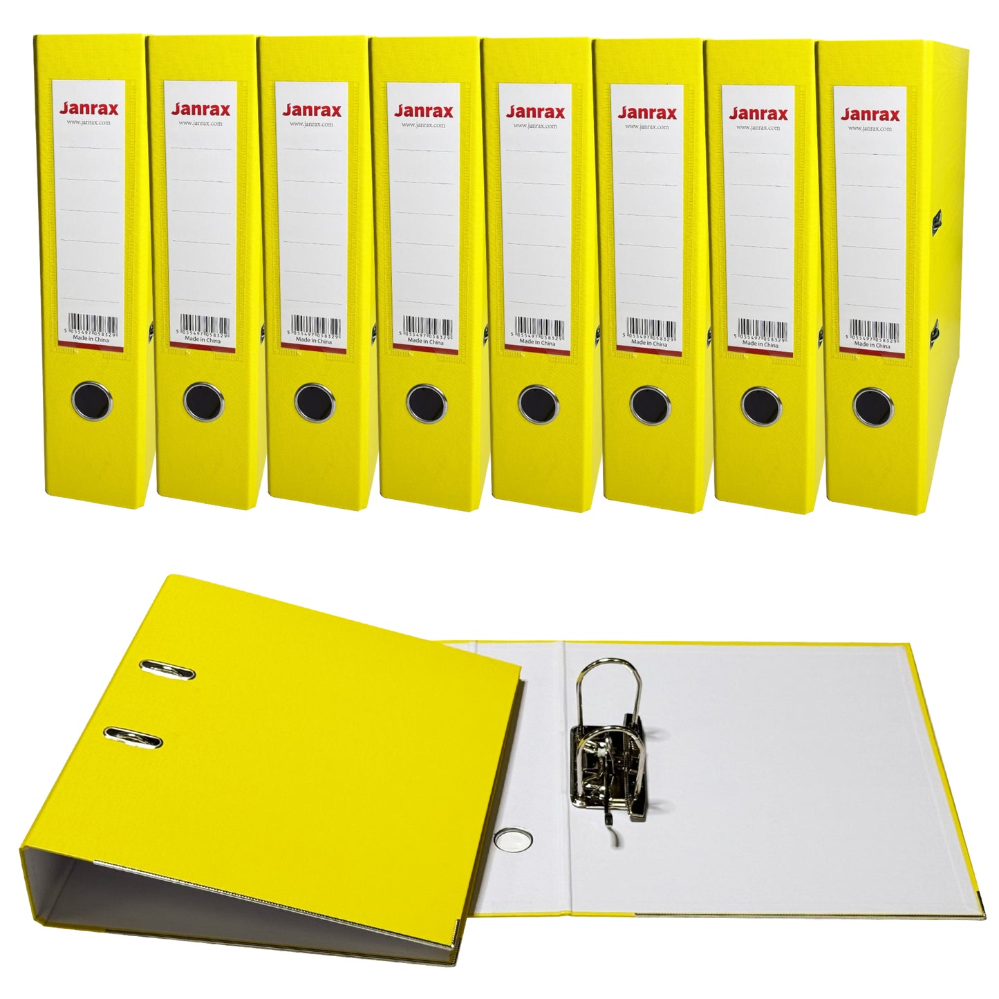 Pack of 10 A4 Yellow Paperbacked Lever Arch Files by Janrax