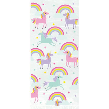 Pack of 20 Rainbow & Unicorn Cellophane Bags