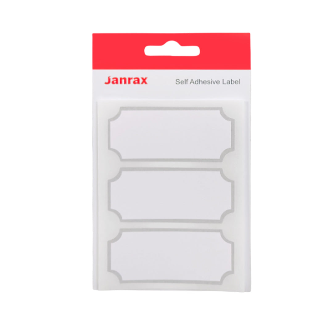 Pack of 21 Silver Border Printed 34x75mm Self-Adhesive Labels