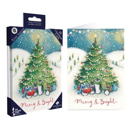 Pack of 10 Luxury Penguin and Tree Design Christmas Cards