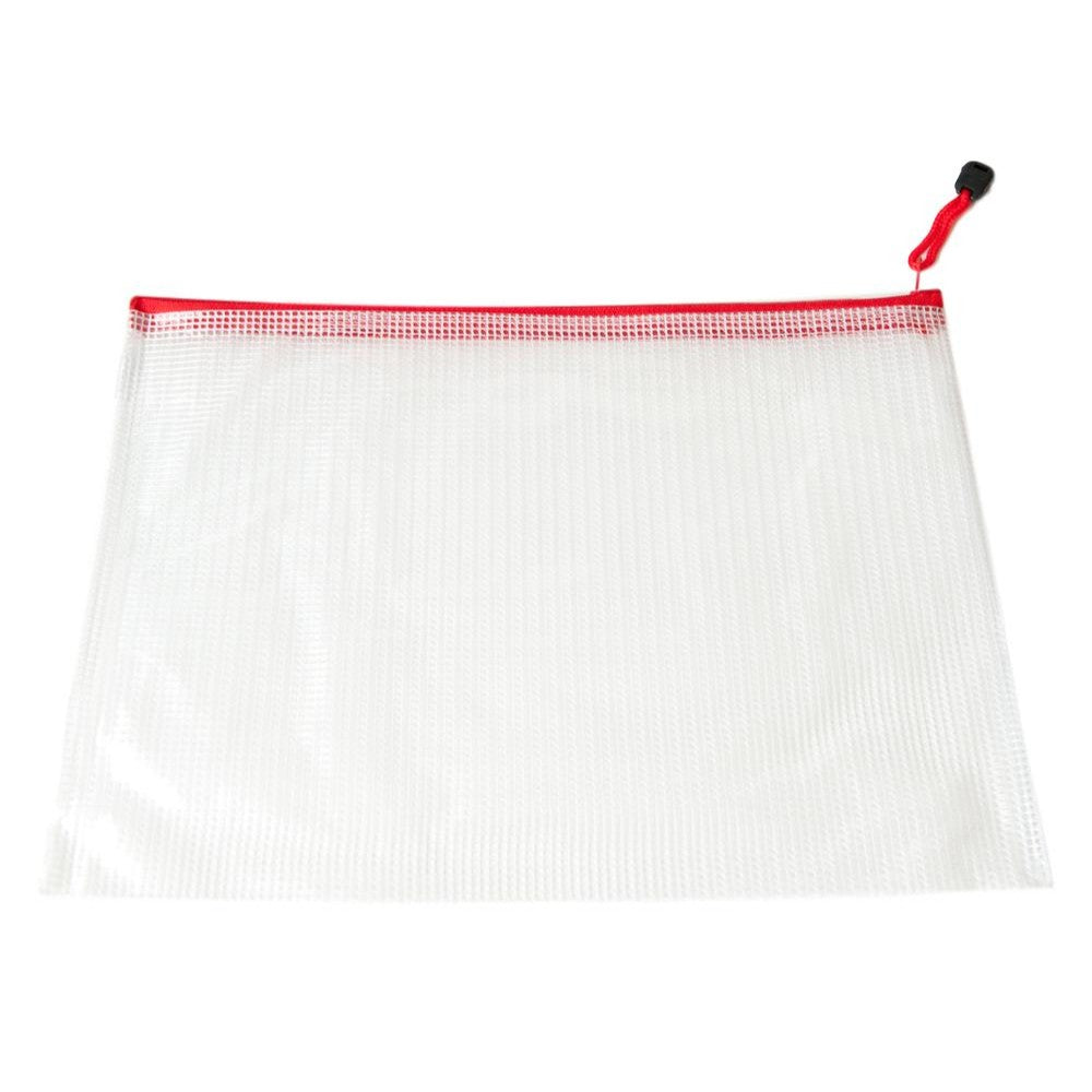 Pack of 24 A3 Red Zip Strong Mesh Bags - Tough Waterproof Storage