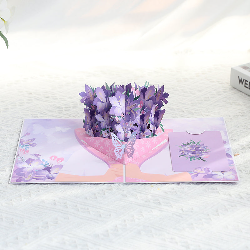 Orchids in Hand 3D Pop Up Greeting Card - Mother's Day Birthday Anniversary