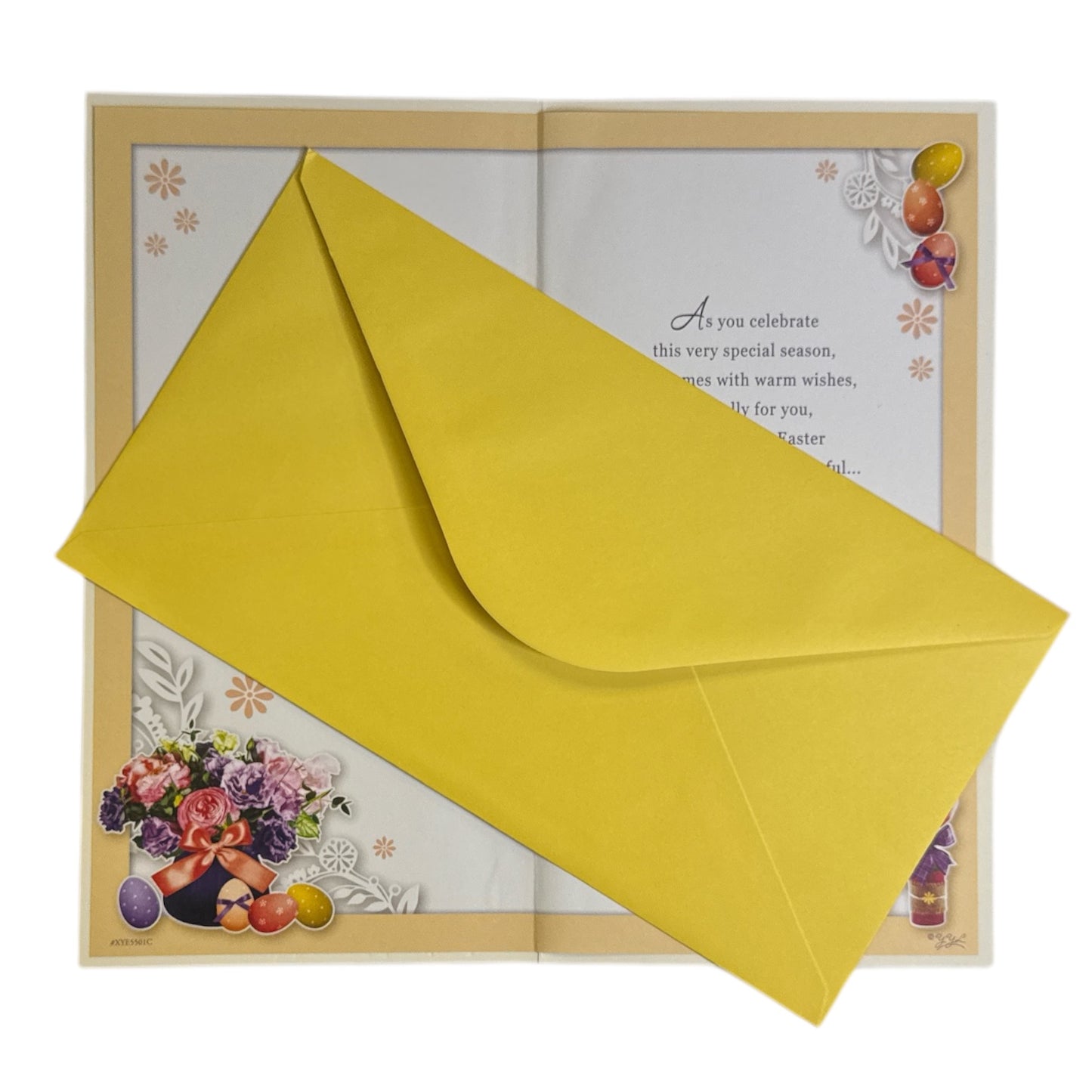 From All Of Us Spring Flower Basket with Eggs Design Easter Card