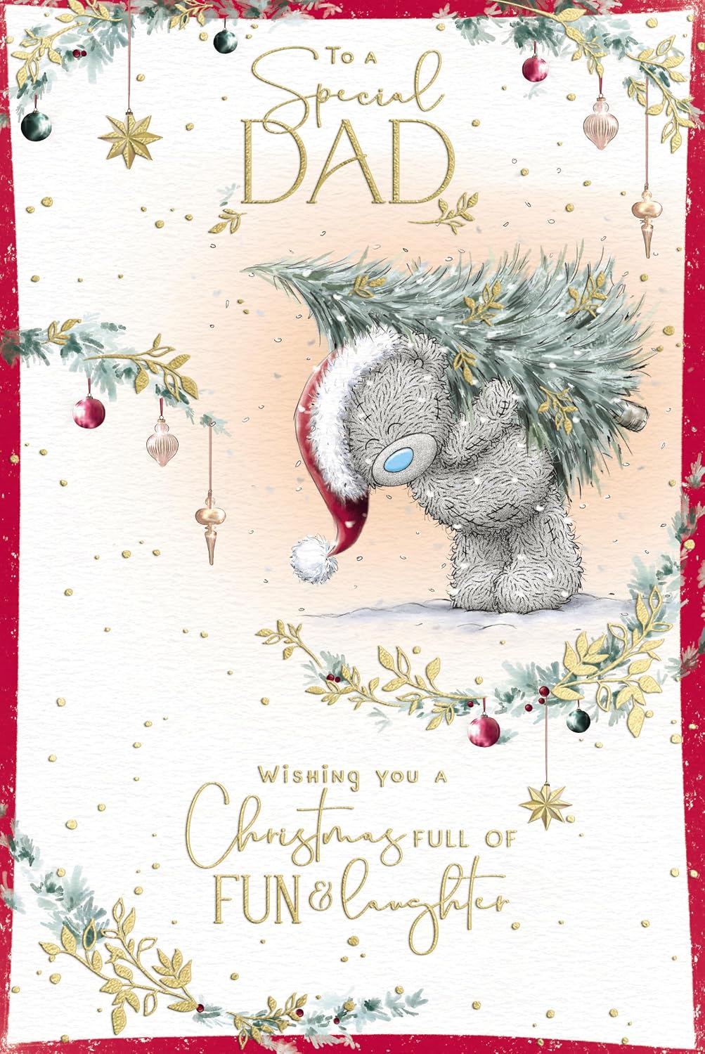 Bear Carrying Tree Special Dad Christmas Card