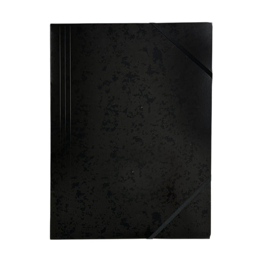 A4 Black Card 3 Flap Folder With Elastic Closure