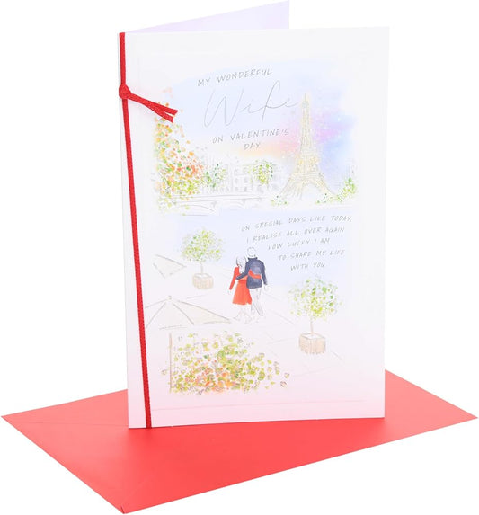 Paris Riverside Scene with Eiffel Tower Design Wife Valentine's Day Card