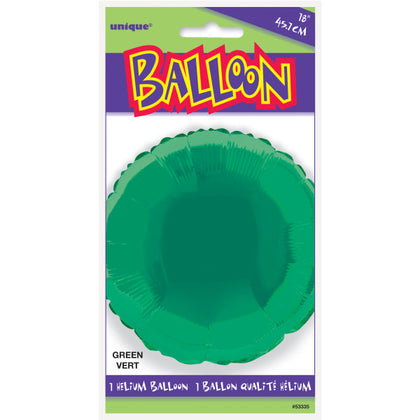 Green Solid Round Foil Balloon 18