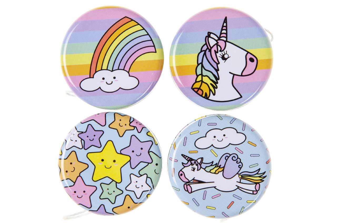 Pack of 24 Metal Yo-Yo Unicorn Return Tops