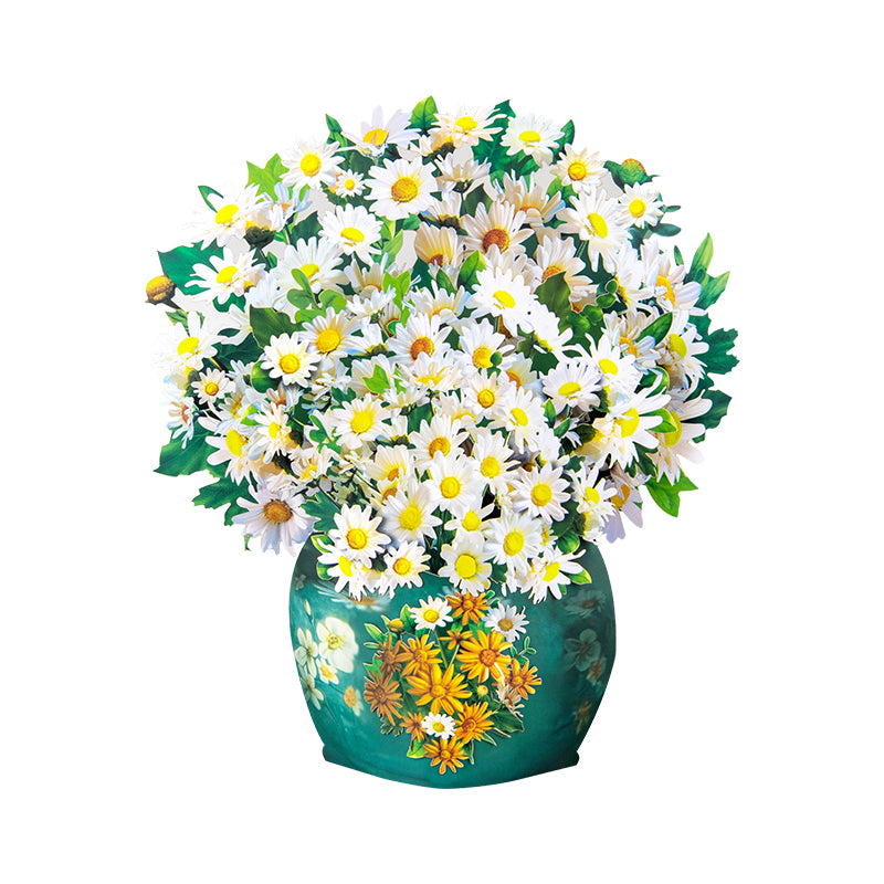 Golden Bloom White Daisy 3D Pop Up Vase Greeting Card