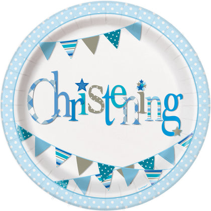 Pack of 8 Blue Bunting Christening Round 9