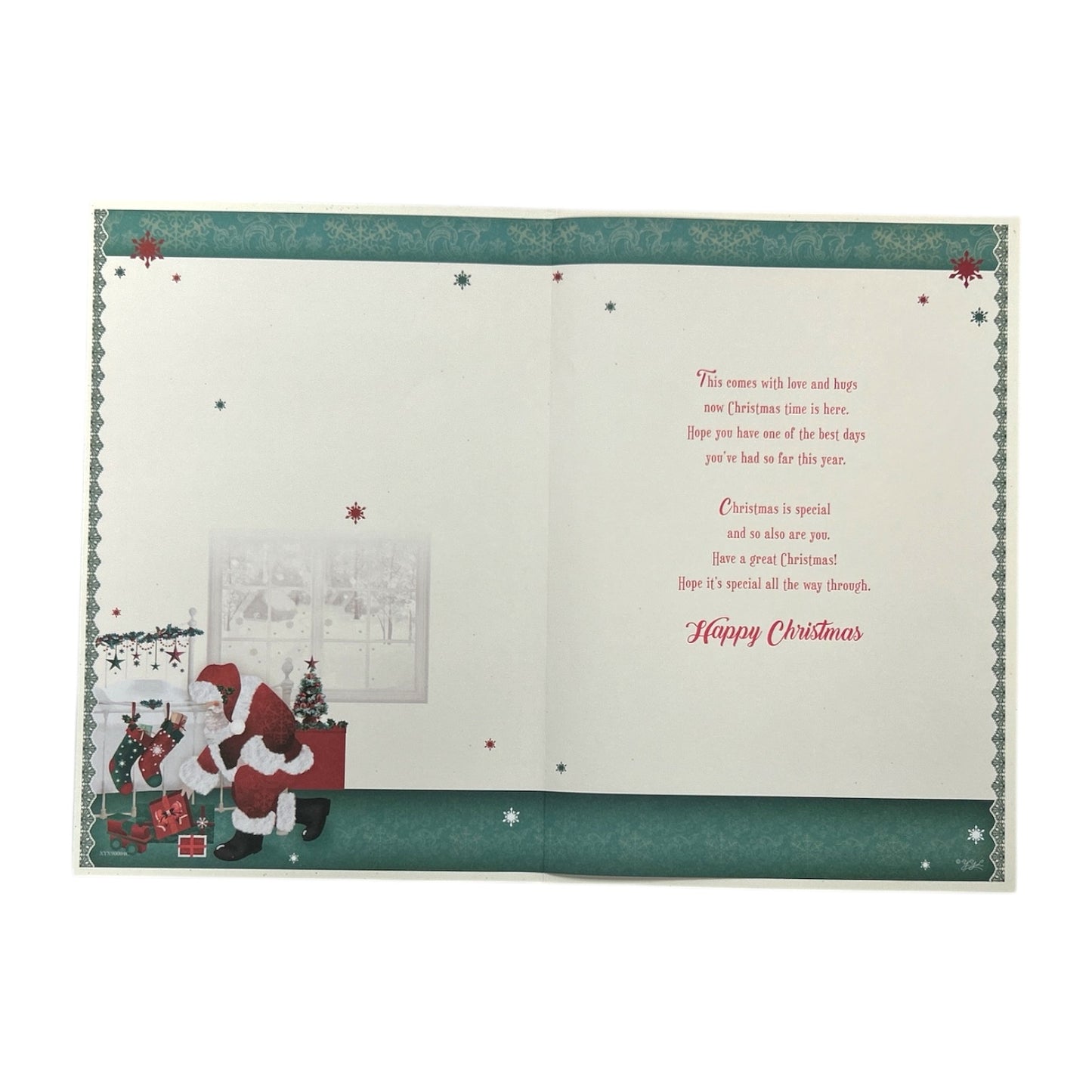 To a Dear Nephew Glitter Finished Santa Design Christmas Card