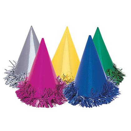 Pack of 6 Assorted Fringed Foil Hats