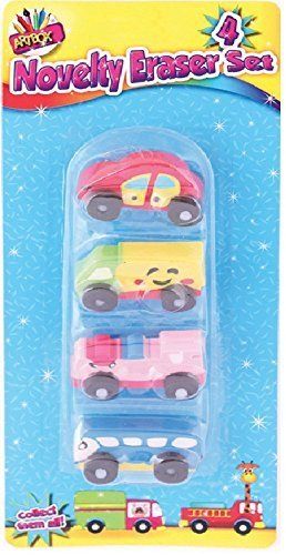 Pack of 4 Vehicle Novelty Eraser Set