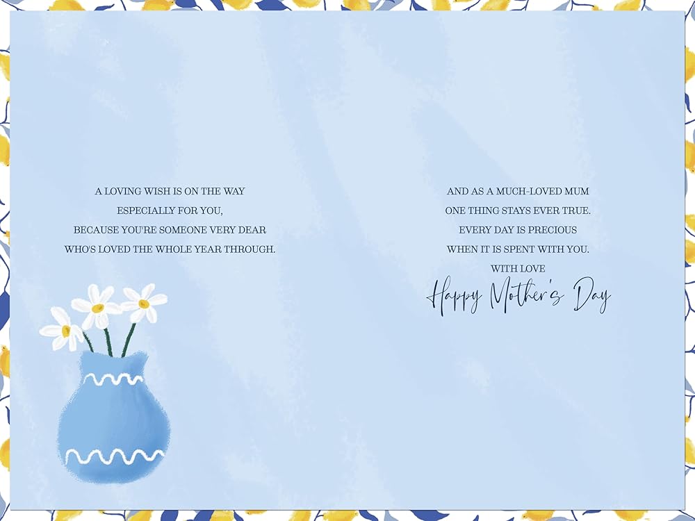 Flowers Lemons Motif And Paper Insert Stunning Mum Mother's Day Card