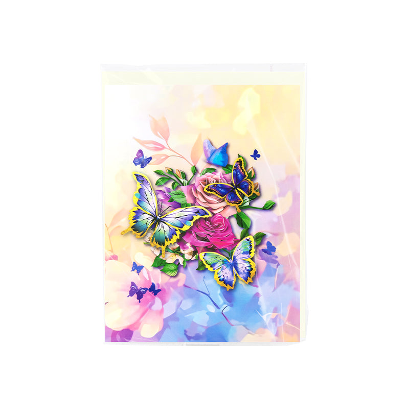 Flutter Bloom 3D Butterfly & Rose Pop Up Card
