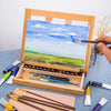 Desktop Art Beech Wood Painting Stand Display Easel with Storage 34.5 x 26 x 6.5cm