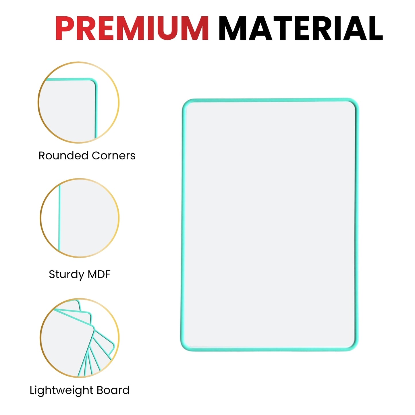 A4 Double Sided Magnetic Erasable MDF Plain Whiteboard With Grey Border