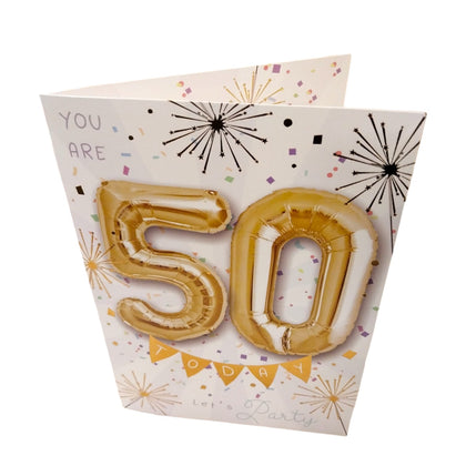 You Are 50 Today Let's Party Balloon Boutique Greeting Card