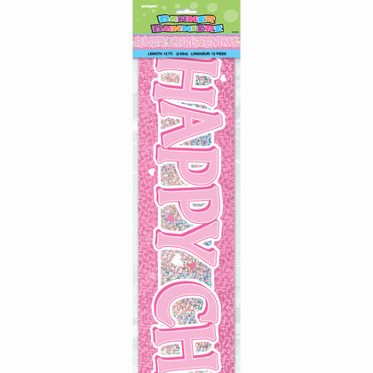 12ft Pink Christening Prism Banner