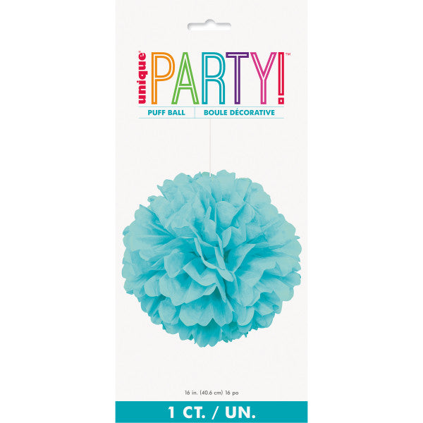 Terrific Teal Solid 16" Hanging Tissue Pom Pom