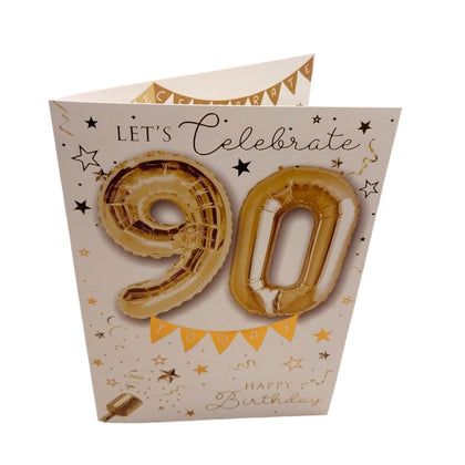 Let's celebrate 90th Happy Birthday Balloon Boutique Greeting Card