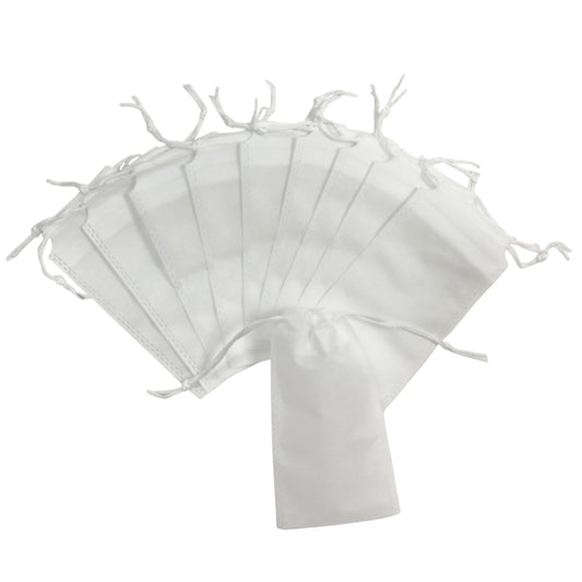 Pack of 100 White Coloured 19x10cm Non-Woven Drawstring Bags
