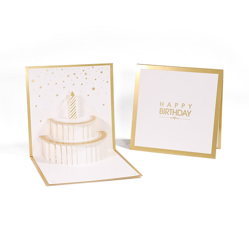 White & Gold Celebration 3D Pop Up Birthday Card