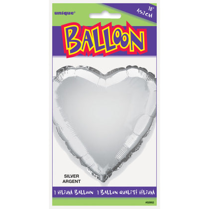 Silver Solid Heart Foil Balloon 18