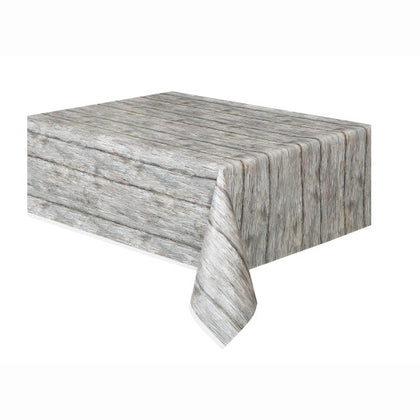 Rustic Wood Rectangular Plastic Table Cover, 54