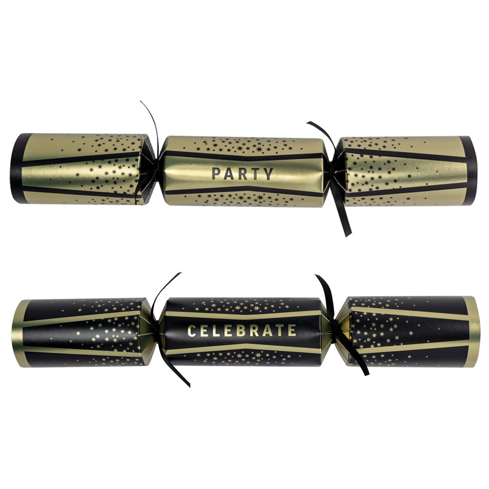 Pack of 50 12" Gold & Black Christmas Dinner Crackers