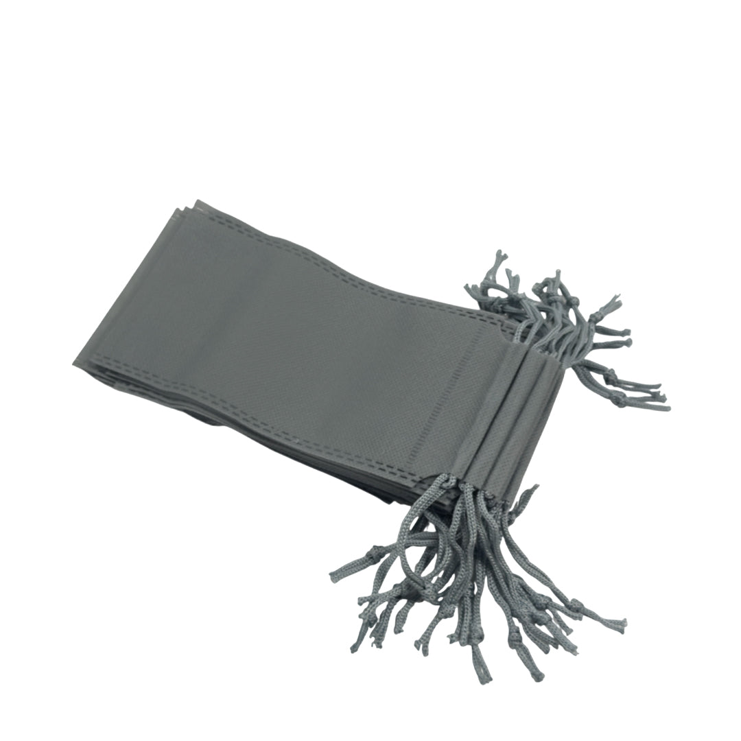 Pack of 100 Grey Coloured 19x10cm Non-Woven Drawstring Bags