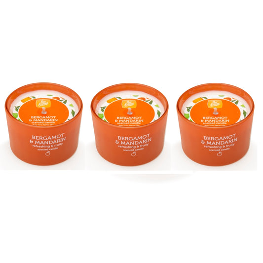 Pack of 3 Pan Aroma Bergamot & Mandarin Scented Coloured Jar Candles 85g