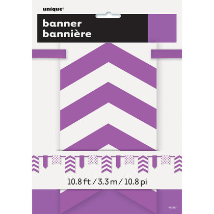 12ft Pretty Purple Dots & Stripes Paper Pennant Banner