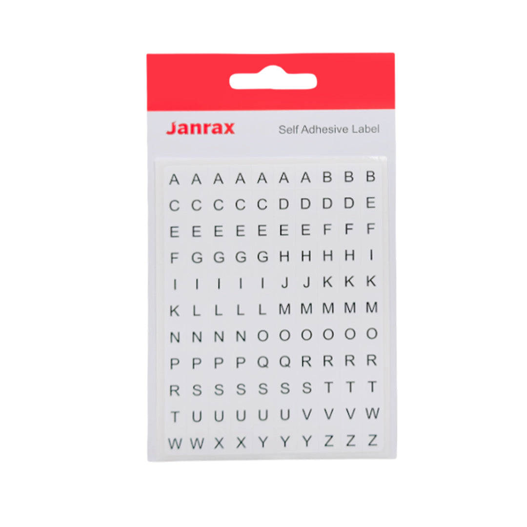 Pack of 220 White on Black 8x10mm A-Z Letters Self-Adhesive Labels