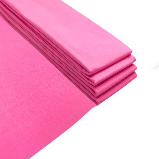 Pack of 10 Hot Pink Crepe Paper Sheets 50cm x 2m 17GSM 35% Stretch Craft Paper