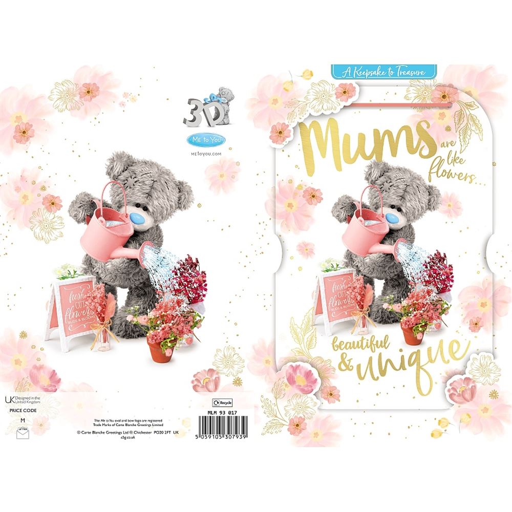 Bear And Watering Can Mum Mother's Day 3D Keepsake Card