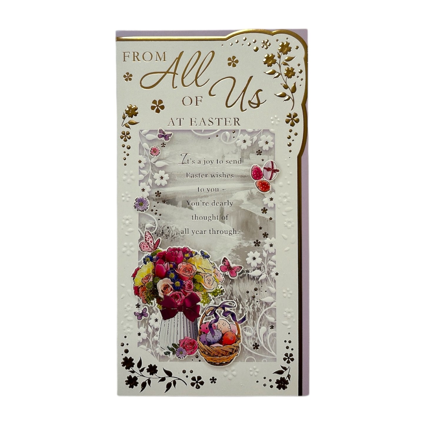 From All Of Us Flower Vase and Eggs Design Easter Card