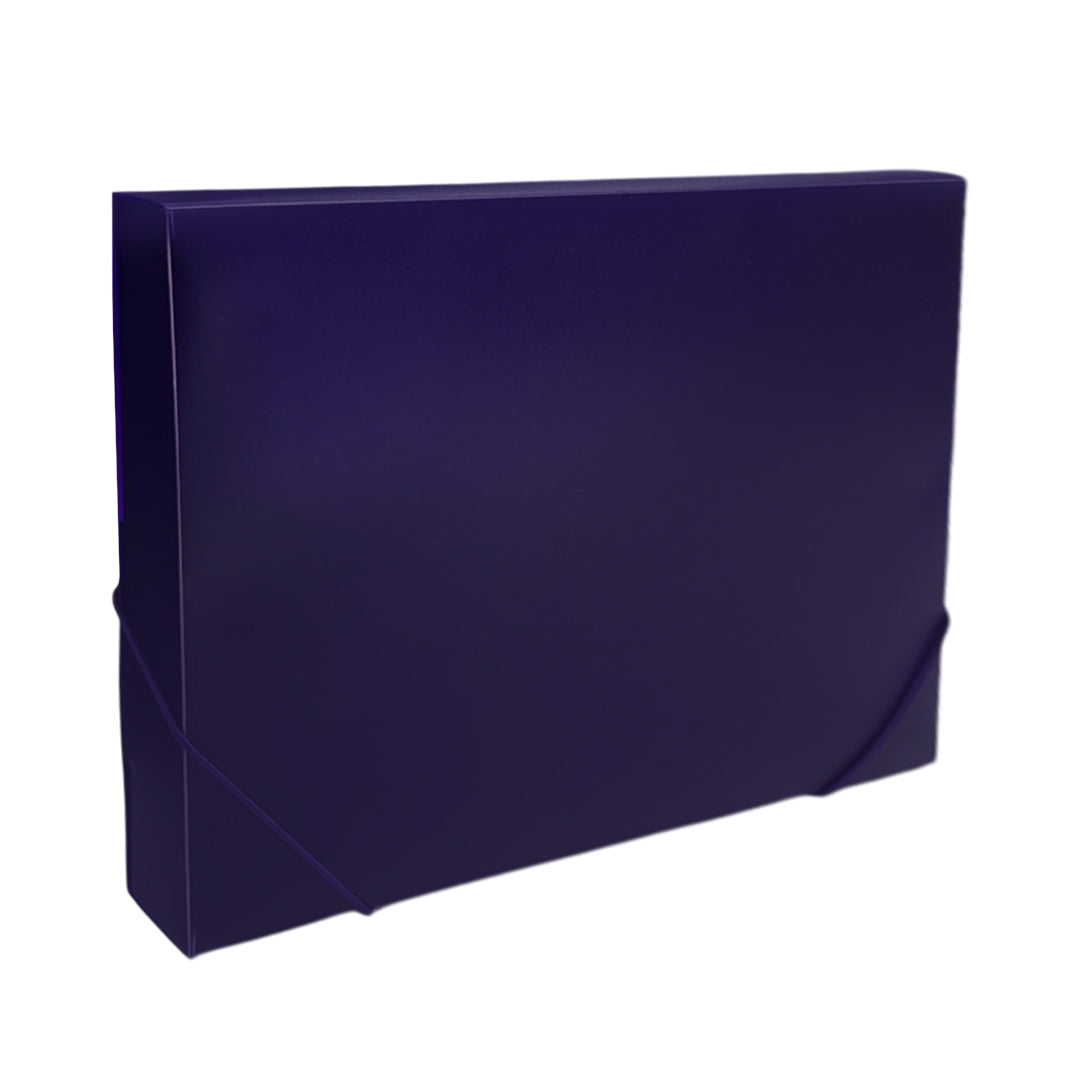 A4 Clearview Purple Box File with Elastic Closure
