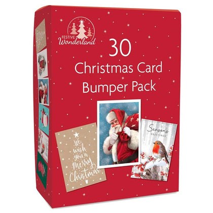 Box of 30 Christmas Cards Bumper Pack