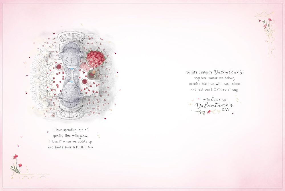 Bears Sat At Table Beautiful Fiancée Luxury Boxed Handmade Valentine's Day Card