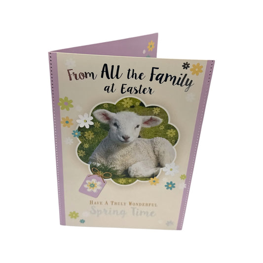 From All The Family Cute Lamb Design Happy Easter Greeting Card